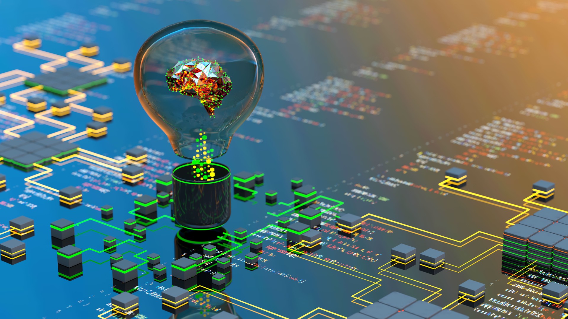 AI Artificial Intelligence. Digital brains. Quantum computing