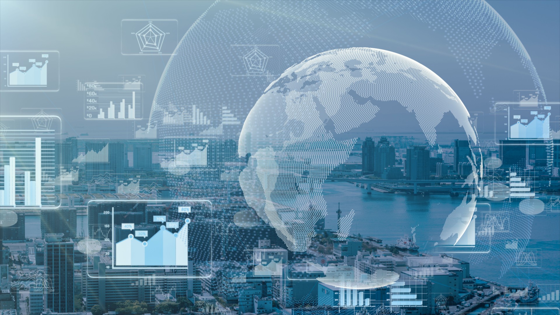 5G and AI technology, Global communication network concept. Business graph. Global business.