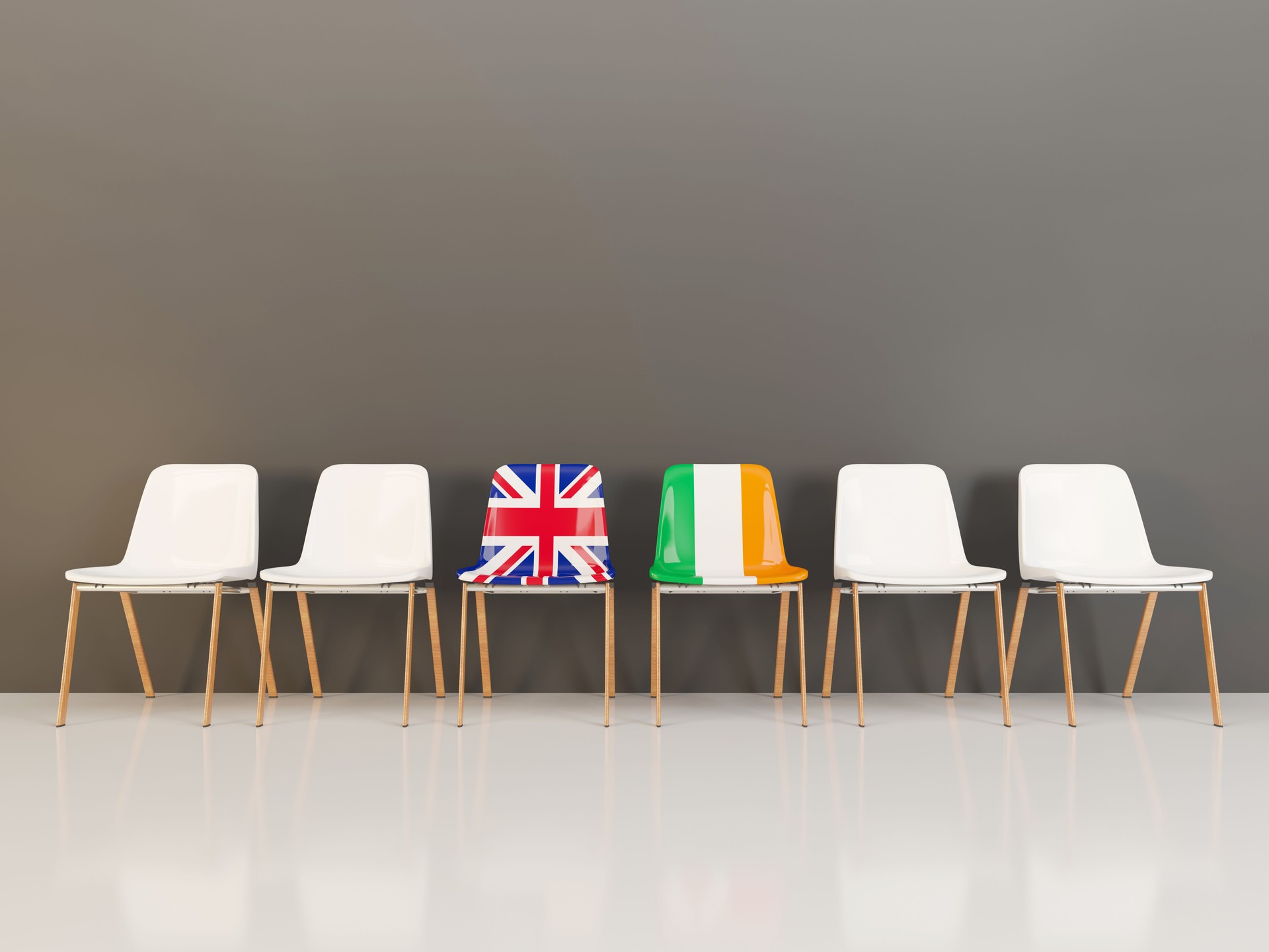 Chairs with flag of United Kingdom and ireland